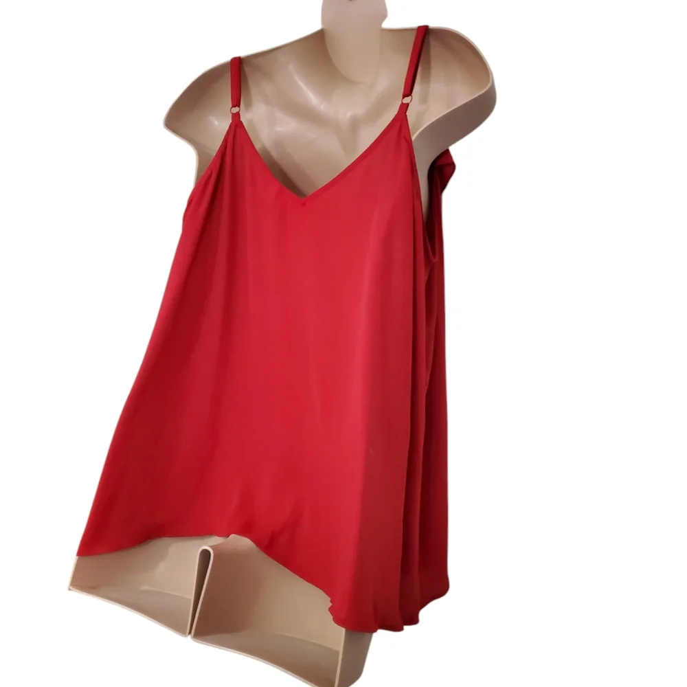 Torrid Georgette Diagonal Ruffle Front Cami Adjustable Straps Pre-Owned Sz 4 Red - Picture 9 of 13